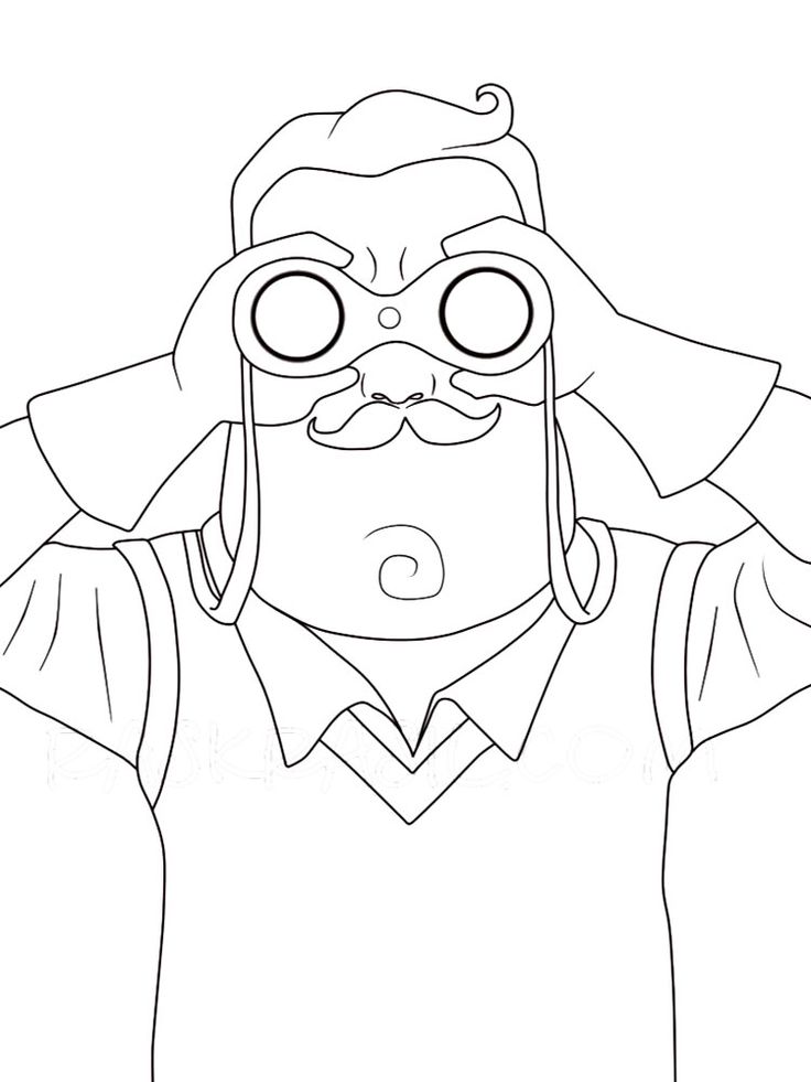 Online coloring book: Neighbor with binoculars coloring page